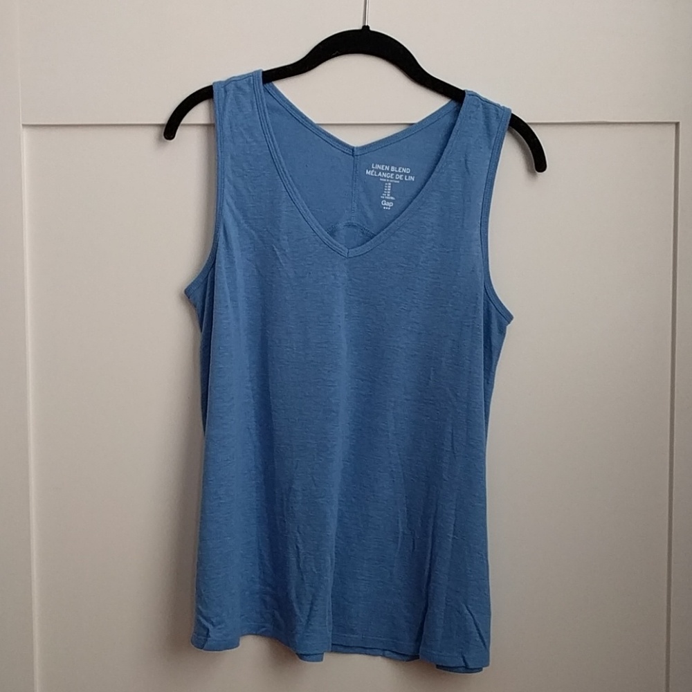 Cornflower blue Gap linen blend tank size M